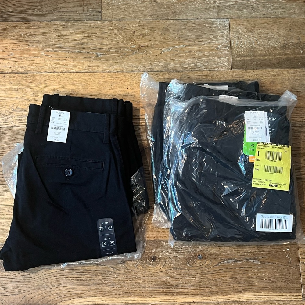 J.Crew Factory Slim Chinos Black 28 5 Pairs NWT
